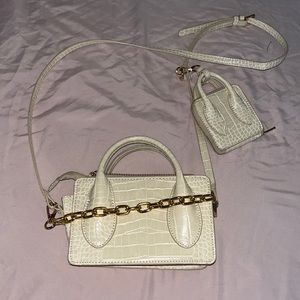 Crème crocodile skin withe mini bag